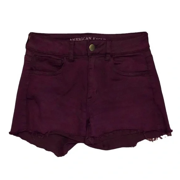 American Eagle Outfitters Super Stretch Hi-Rise Shortie Burgundy Shorts, size 4 - Picture 6 of 6